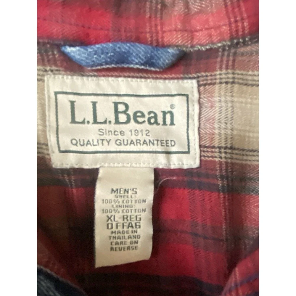 LL Bean Vintage 90’s Flannel-Lined Med Wash Denim Utility Shacket Men’s Size XL